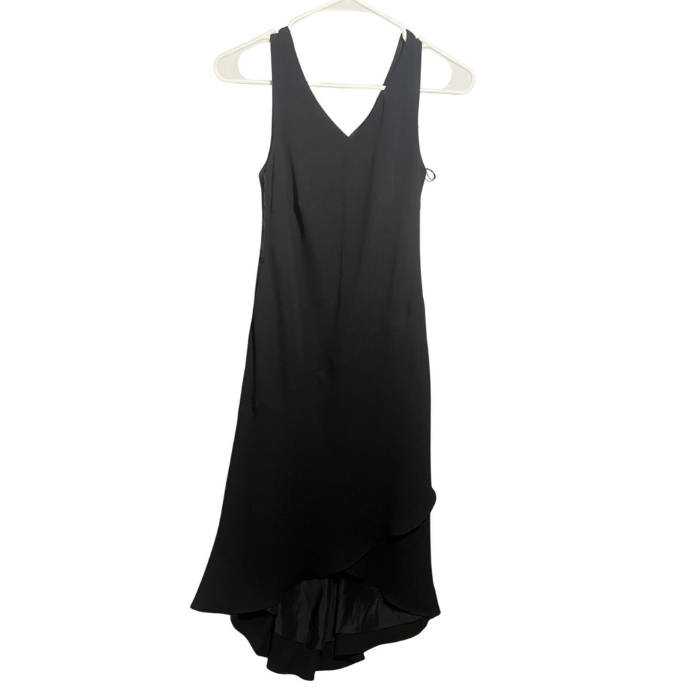 Talbots Petites Black Asymmetrical Layered Hem Sleeveless Midi Dress Size 4P